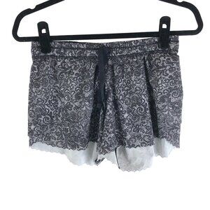 Lululemon Hit It Short 3 1/2" Black White Floral Lined Running Scalloped Edge 4